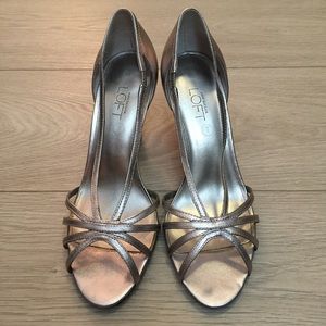 Ann Taylor Loft silver sandal heels